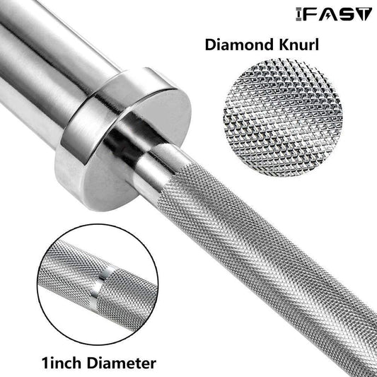 Barbell Rod Suitable For 2 'Olympic' Weight Plates, Home Fitness Weightlifting Bar, 4 Feet Solid Chrome Alloy Weight Rod, Fitness Training Curling Bar